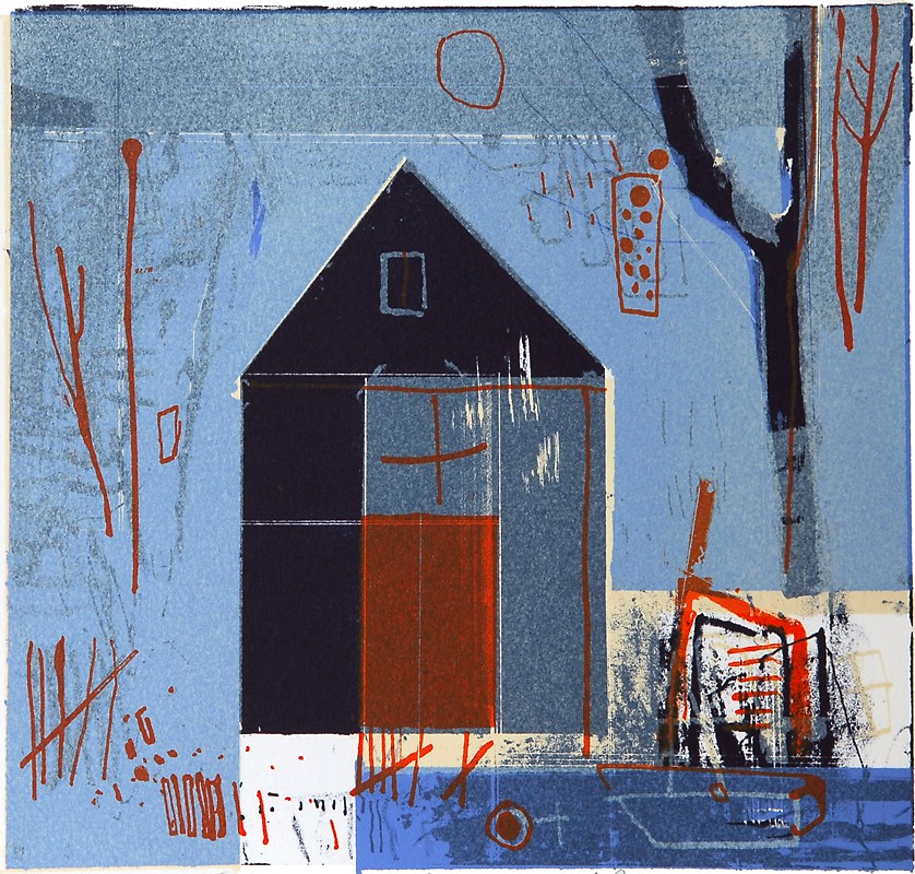 Blå røstvegg med grått og brunt felt (2009) — Yngve Henriksen