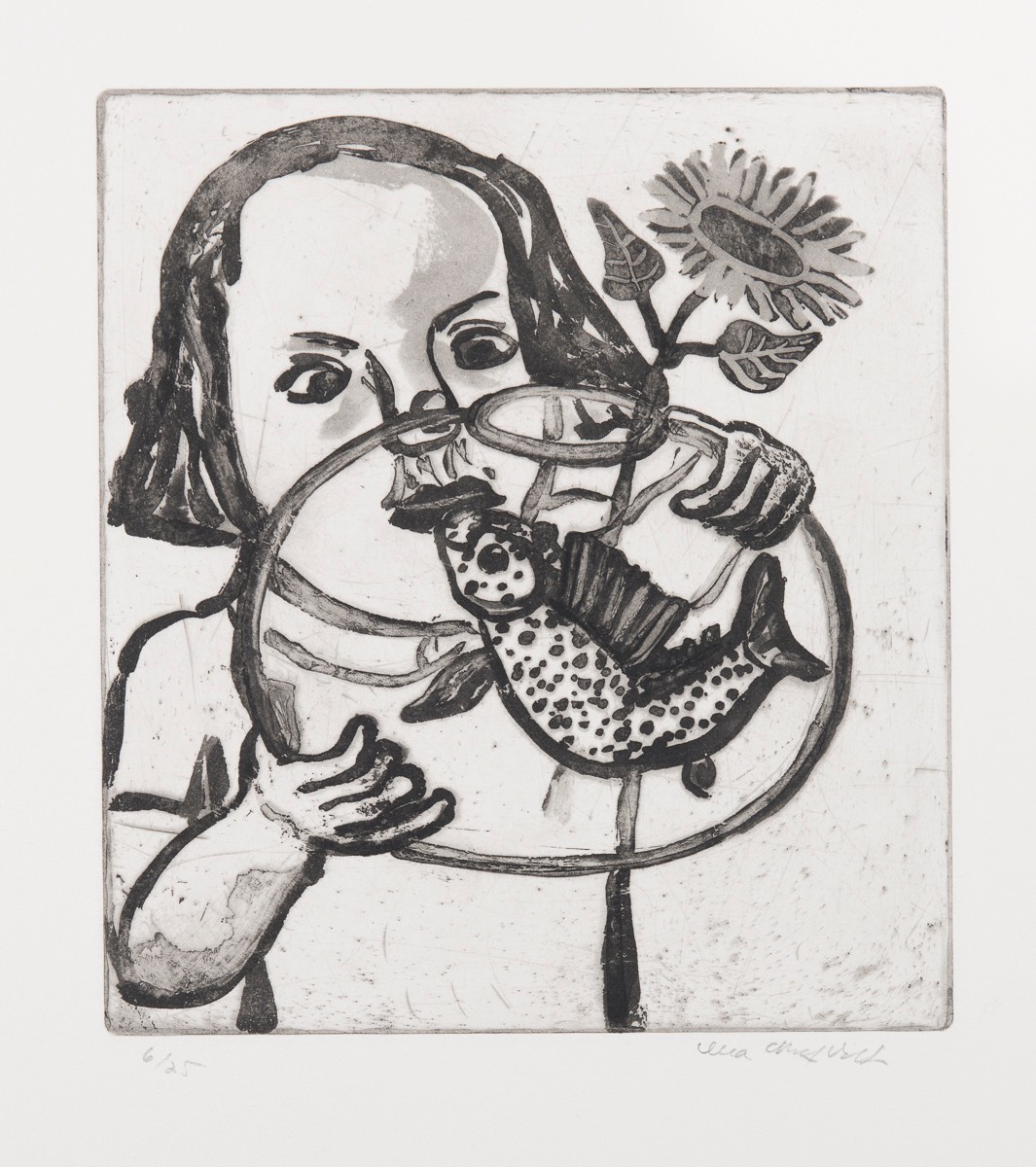 Flicka med fisk og solros (2009) — Lena Cronqvist