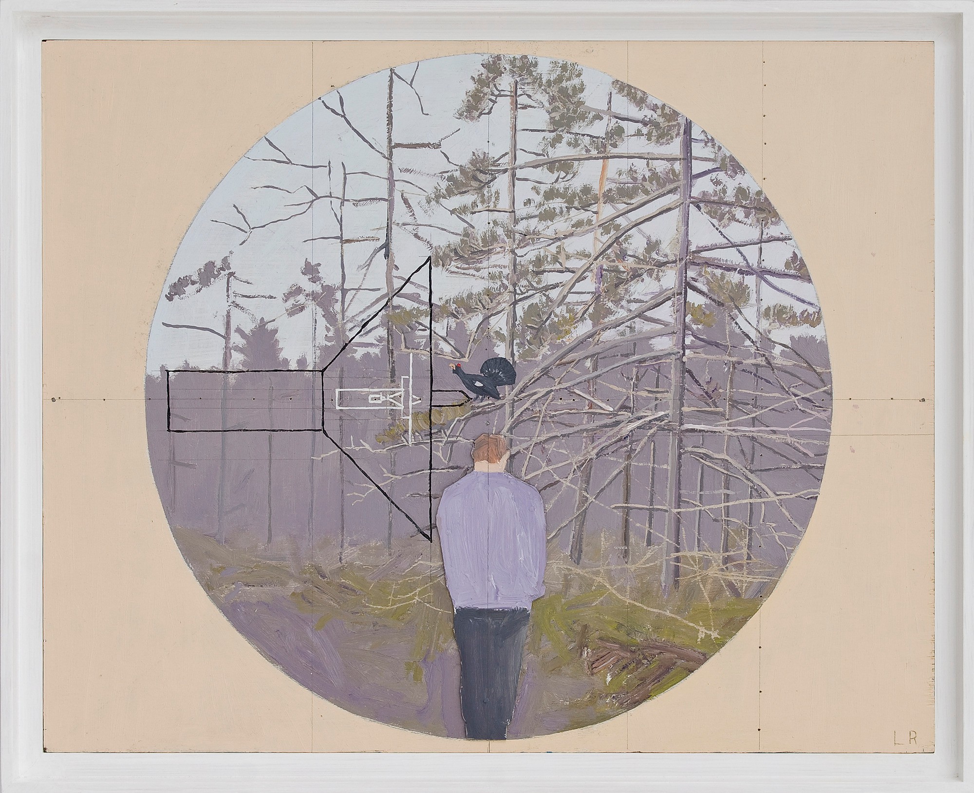 Før soloppgang i vårskogen -med melankolsk figur (2011) — Leonard Rickhard